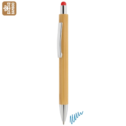 BOLIGRAFO BAMBU CON TOUCH "BORNEO" ROJO