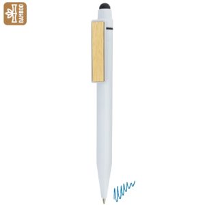 BOLIGRAFO TOUCH CON CLIP BAMBU "BALI" BLANCO