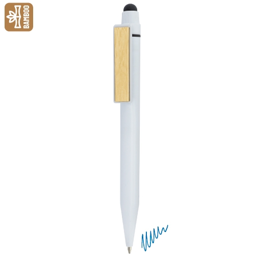 BOLIGRAFO TOUCH CON CLIP BAMBU "BALI" BLANCO