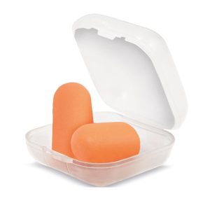 TAPONES PARA OIDOS EN CAJA DE PLASTICO "HARNIS" NARANJA
