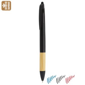 BOLÍGRAFO PUNTERO 3 COLORES BAMBÚ "IRVIN" NEGRO