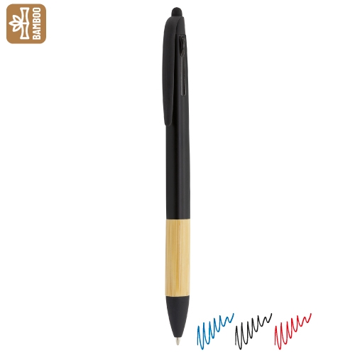 BOLÍGRAFO PUNTERO 3 COLORES BAMBÚ "IRVIN" NEGRO
