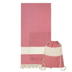TOALLA PAREO MOCHILA "SOFT-ECO" ROJO