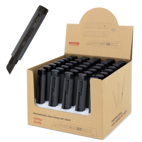 10555-NE-500x500-1.jpg CUTTER CON STOP AUTOMATICO "MAX" PACK 40 PCS NEGRO