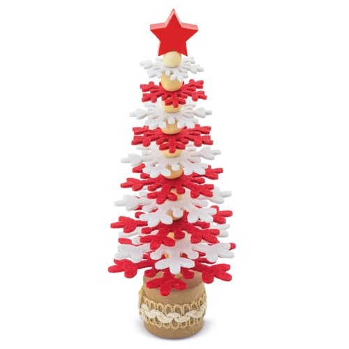ARBOLITO DE NAVIDAD RPET Y MADERA RECICLADA "PUKKY" ROJO