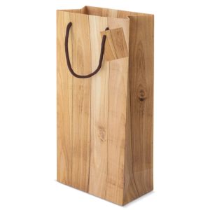 BOLSA PAPEL EFECTO MADERA 2 BOTELLAS "ABETO"