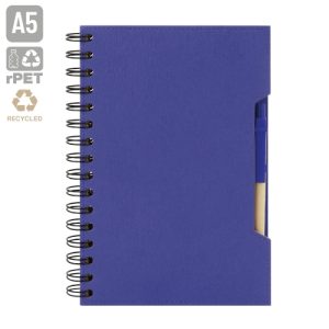 CUADERNO A5 CON BOLIGRAFO ECO "GREEN LIFE" AZUL