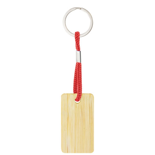 LLAVERO DE BAMBÚ RECTANGULAR "YIBIN" ROJO