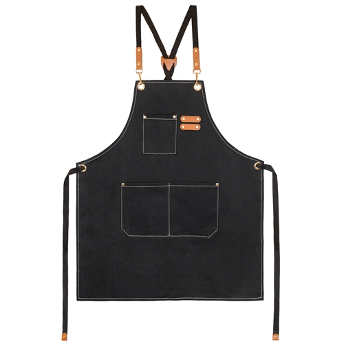 DELANTAL DE ALGODÓN CANVAS Y POLIESTER RECICLADO “SIBARITA” NEGRO
