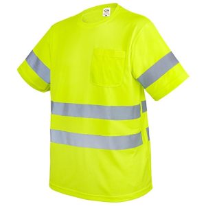 CAMISETA CON BOLSILLO Y BANDAS REFLECTANTES "KRZ" AMARILLO M