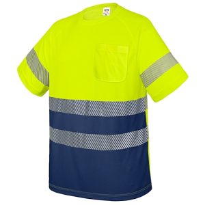 CAMISETA CON BOLSILLO Y BANDAS REFLECTANTES "ELÁST" AMARILLO /MARINO L
