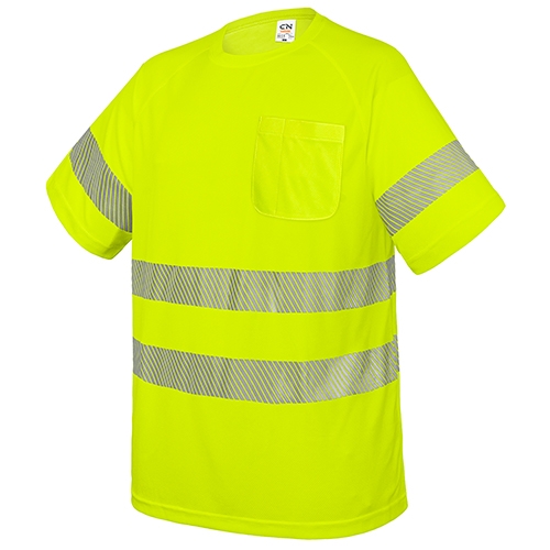 CAMISETA CON BOLSILLO Y BANDAS REFLECTANTES "ELÁST" AMARILLO L