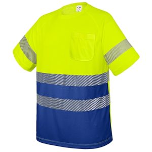 CAMISETA CON BOLSILLO Y BANDAS REFLECTANTES "ELÁST" AMARILLO/ROYAL L