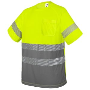 CAMISETA CON BOLSILLO Y BANDAS REFLECTANTES "ELÁST" AMARILLO/GRIS S