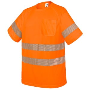CAMISETA CON BOLSILLO Y BANDAS REFLECTANTES "ELÁST" NARANJA M