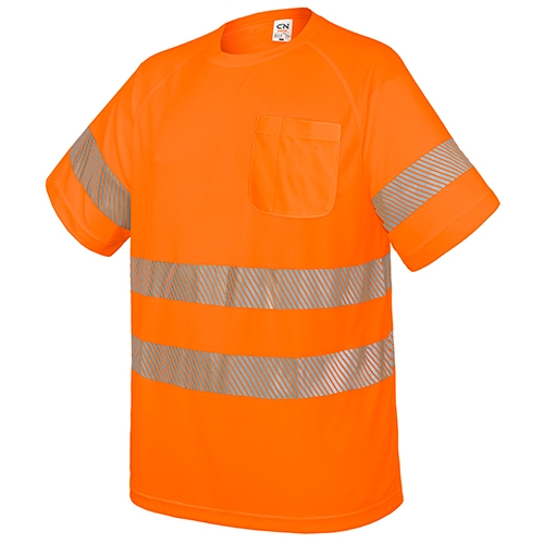 CAMISETA CON BOLSILLO Y BANDAS REFLECTANTES "ELÁST" NARANJA XXL