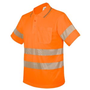 POLO CON BOLSILLO Y BANDAS REFLECTANTES ELÁSTICAS “QVO” NARANJA L