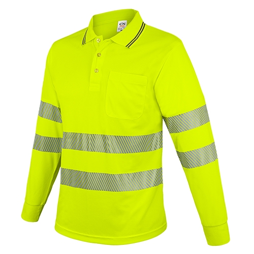 POLO MANGA LARGA CON BOLSILLO Y BANDAS REFLECTANTES “QVO” AMARILLO XL