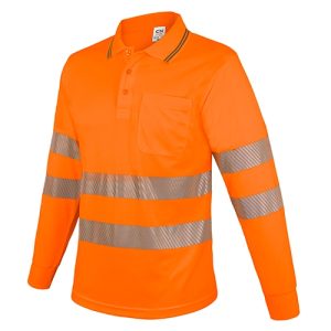 POLO MANGA LARGA CON BOLSILLO Y BANDAS REFLECTANTES “QVO” NARANJA M