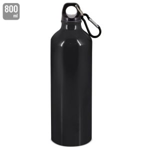 BOTELLA DE ALUMINIO CON MOSQUETON 800 ml. "TUAREG" NEGRO