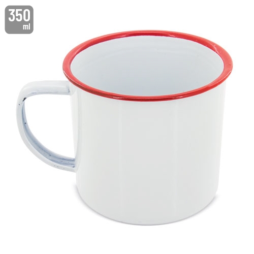 TAZA METÁLICA ESMALTADA “RETRO” REBORDE  ROJO