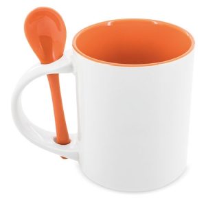 TAZA SUBLIMACION REDONDA CON CUCHARA "NEIVA" NARANJA