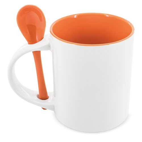 TAZA SUBLIMACION REDONDA CON CUCHARA "NEIVA" NARANJA