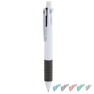 BOLIGRAFO 4 COLORES CON PORTAMINAS Y GOMA "XIM" BLANCO
