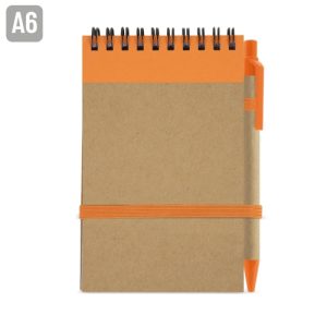 BLOC DE NOTAS CON BOLIGRAFO RECICLADO "MAEL" NARANJA