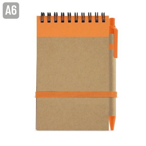 BLOC DE NOTAS CON BOLIGRAFO RECICLADO "MAEL" NARANJA