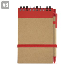 BLOC DE NOTAS CON BOLIGRAFO RECICLADO "MAEL" ROJO