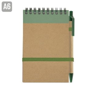 BLOC DE NOTAS CON BOLIGRAFO RECICLADO "MAEL" VERDE