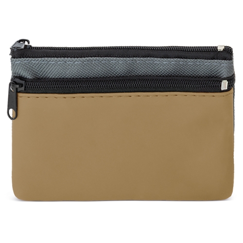 MONEDERO 2 CREMALLERAS "DUBLE" MARRÓN/GRIS