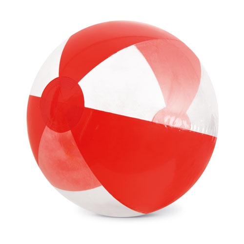 BALON DE PLAYA TRANSPARENTE/OPACO "SANTA CRUZ" ROJO