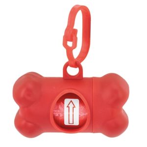 PORTABOLSAS FORMA HUESO "PERRETE" ROJO
