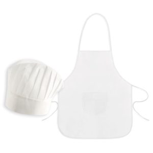 SET DELANTAL Y GORRO INFANT NW BLANCO