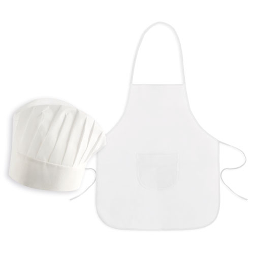 SET DELANTAL Y GORRO INFANT NW BLANCO