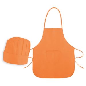 SET DELANTAL Y GORRO INFANT NW NARANJA