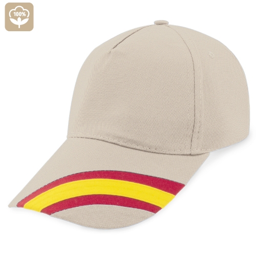 GORRA NACIONAL 5 PANELES ALGODN PEINADO "DEVA" PIEDRA