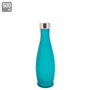 BOTELLA ESMERILADA 500ML "AQUA SANA" TURQUESA