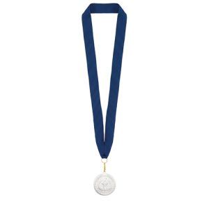 MEDALLA DE PLATA "OLIMPIA" LANYARD AZUL