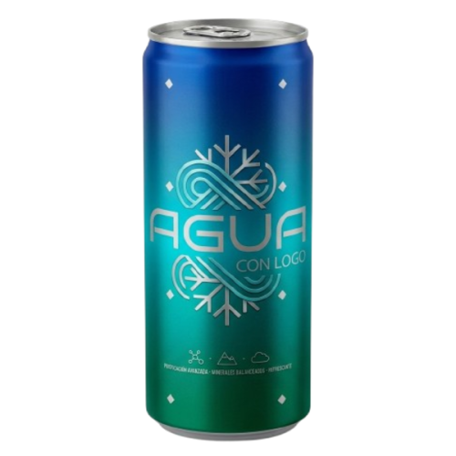 LATA AGUA SIN GAS DE ALUMINIO 33CL - IMPRESION DIRECTA TODO COLOR BRILLO